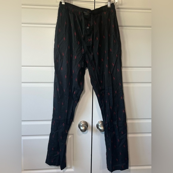 Polo Ralph Lauren MD Men’s‎ Black Cotton Pajama Pants with Red Logo - Picture 1 of 6